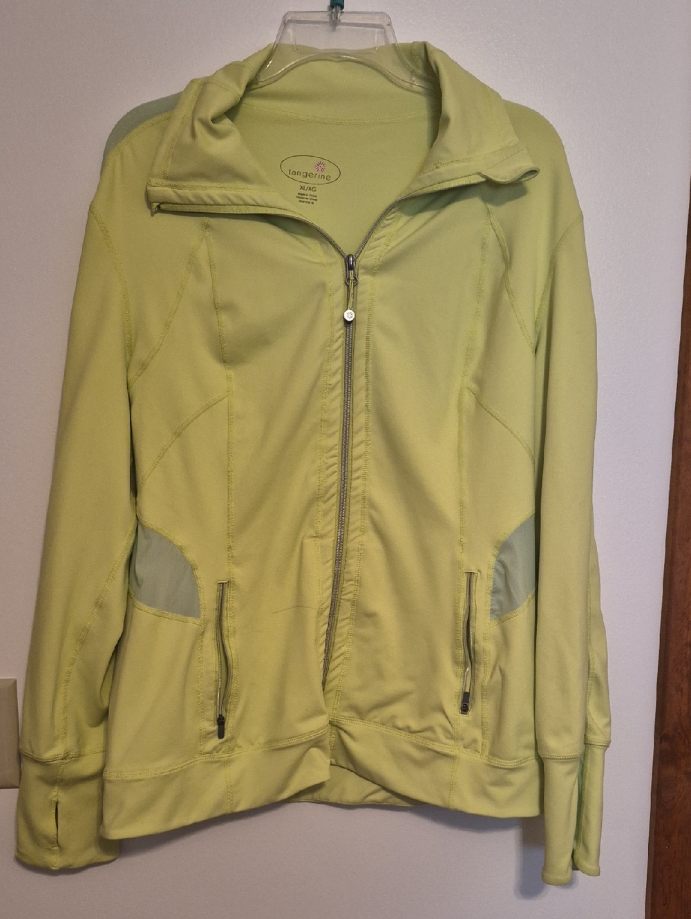 Tangerine Womens Lime Green Women's Exercise Jogger  Zip Jacket SZ XL